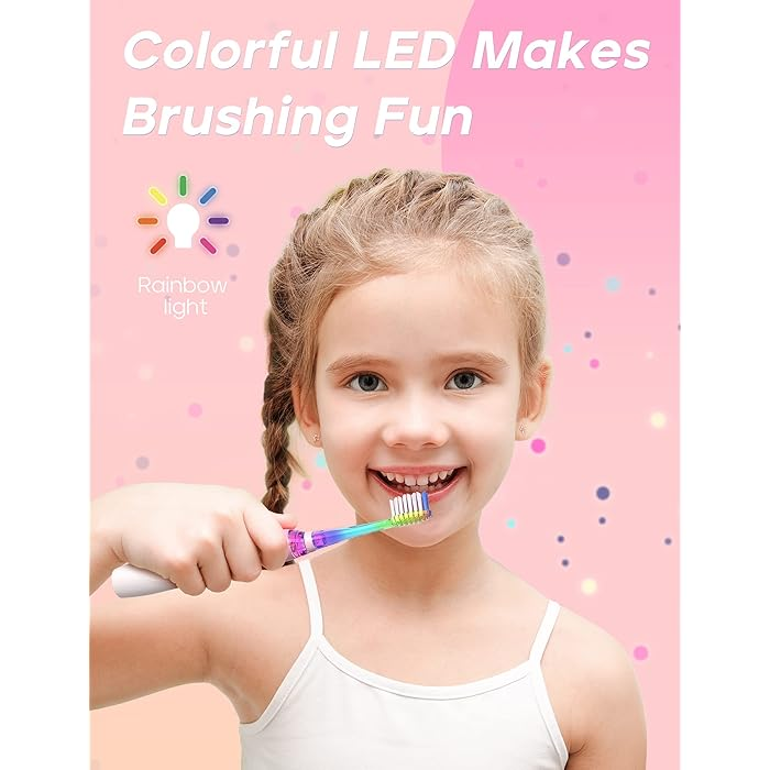 SEAGO Kids Electric Toothbrush with LED Rainbow Light