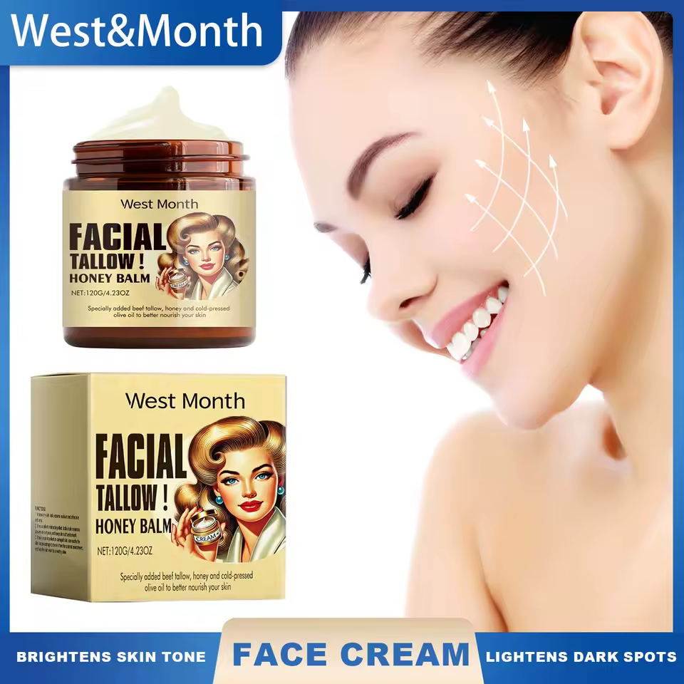 West Month Beef Tallow Honey Face Cream Hydration Moisturizing Long Last Repair Skin Care Brighten Skin Tone Lighten Dark Spots