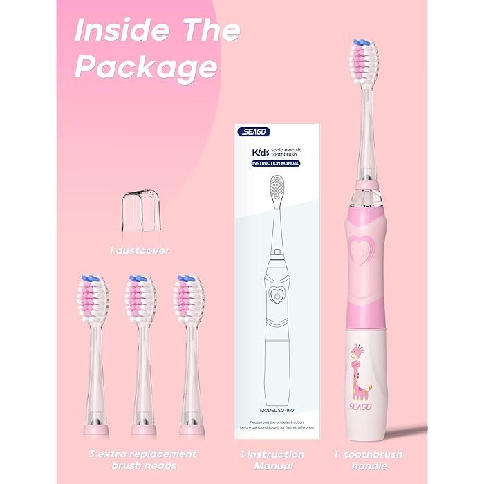 SEAGO Kids Electric Toothbrush with LED Rainbow Light