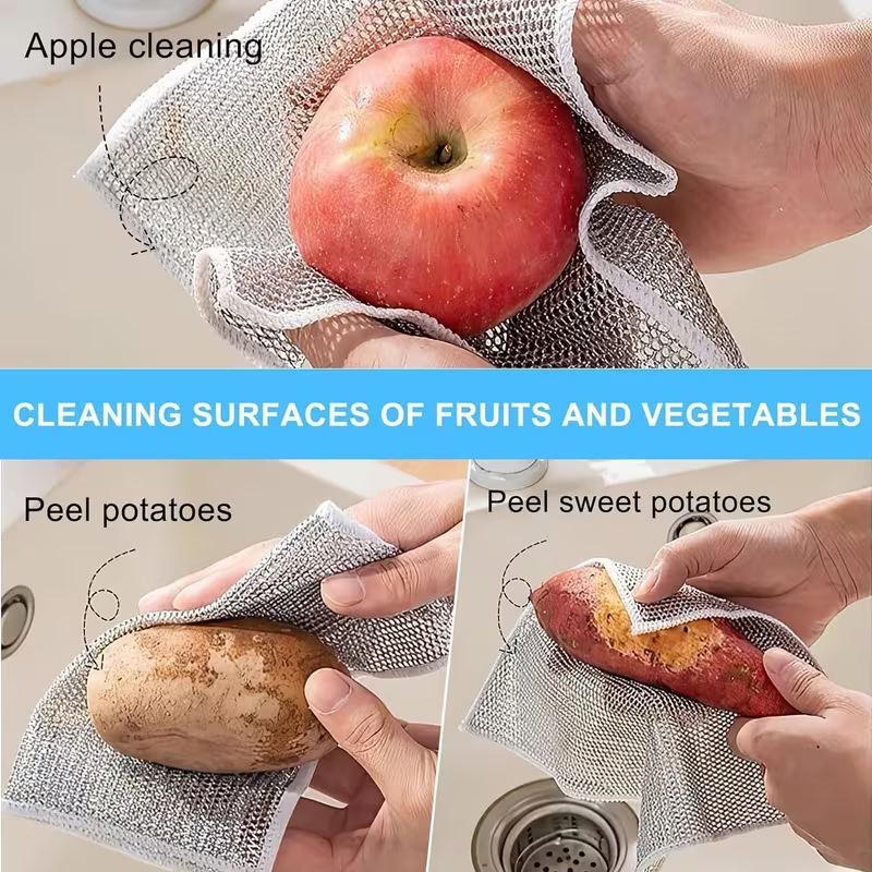 Multipurpose Non-Scratch Wire Dishcloth – Reusable Kitchen Cleaning Cloth for Dishes, Sinks, Counters & Stove Tops (10 / 30 PCS)