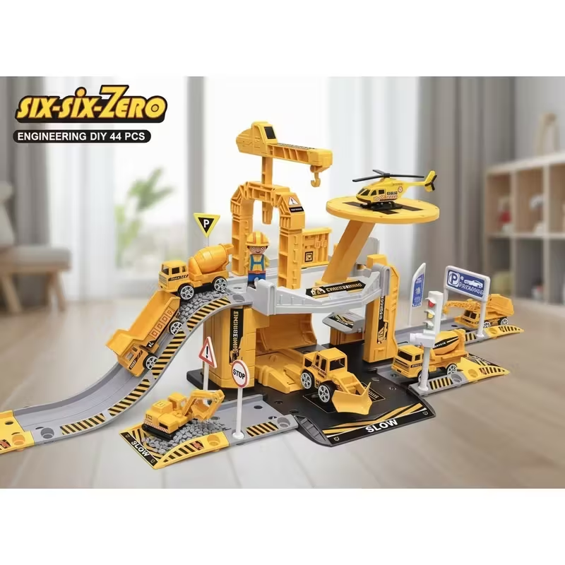 Construction Toys 44pcs for Kids, Engineering Construction Vehicle Truck Toys Set, Car Race Track Parking Lot, Crane, Excavator Car Garage Toys Gifts for Boys Toddlers 3 4 5 Years Old Good Christmas Gift