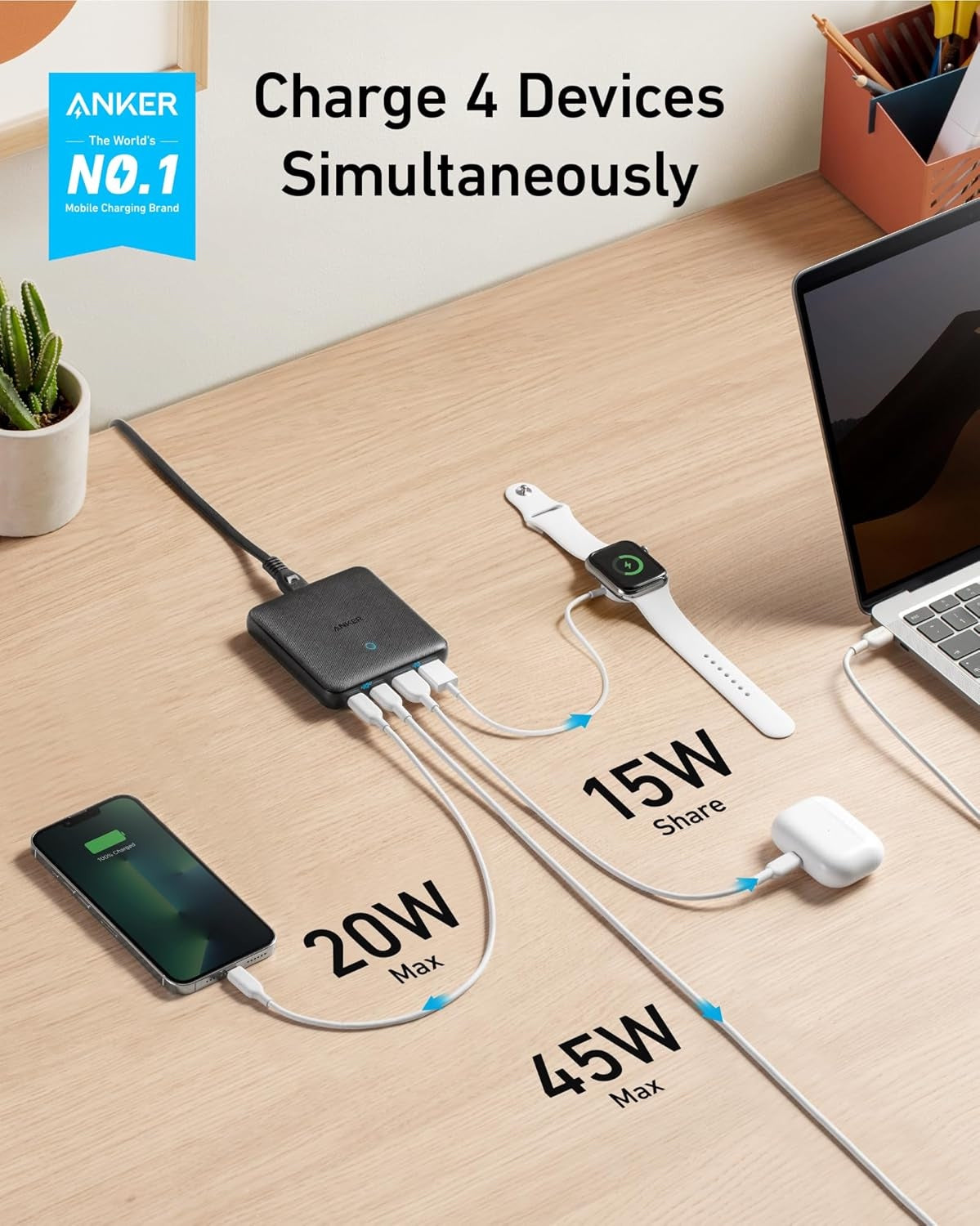 Anker PowerPort Atom III 65W Slim USB-C Charger – Ultra Thin Fast Charging Adapter for MacBook, iPad, iPhone, Samsung & USB-C Devices