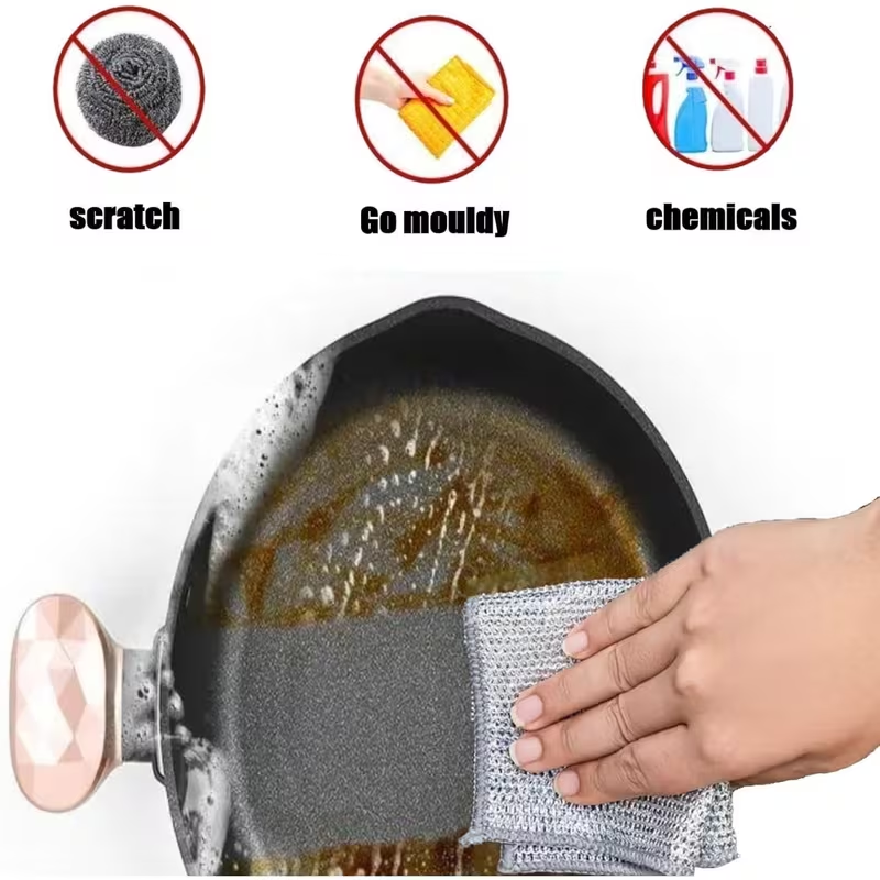Multipurpose Non-Scratch Wire Dishcloth – Reusable Kitchen Cleaning Cloth for Dishes, Sinks, Counters & Stove Tops (10 / 30 PCS)