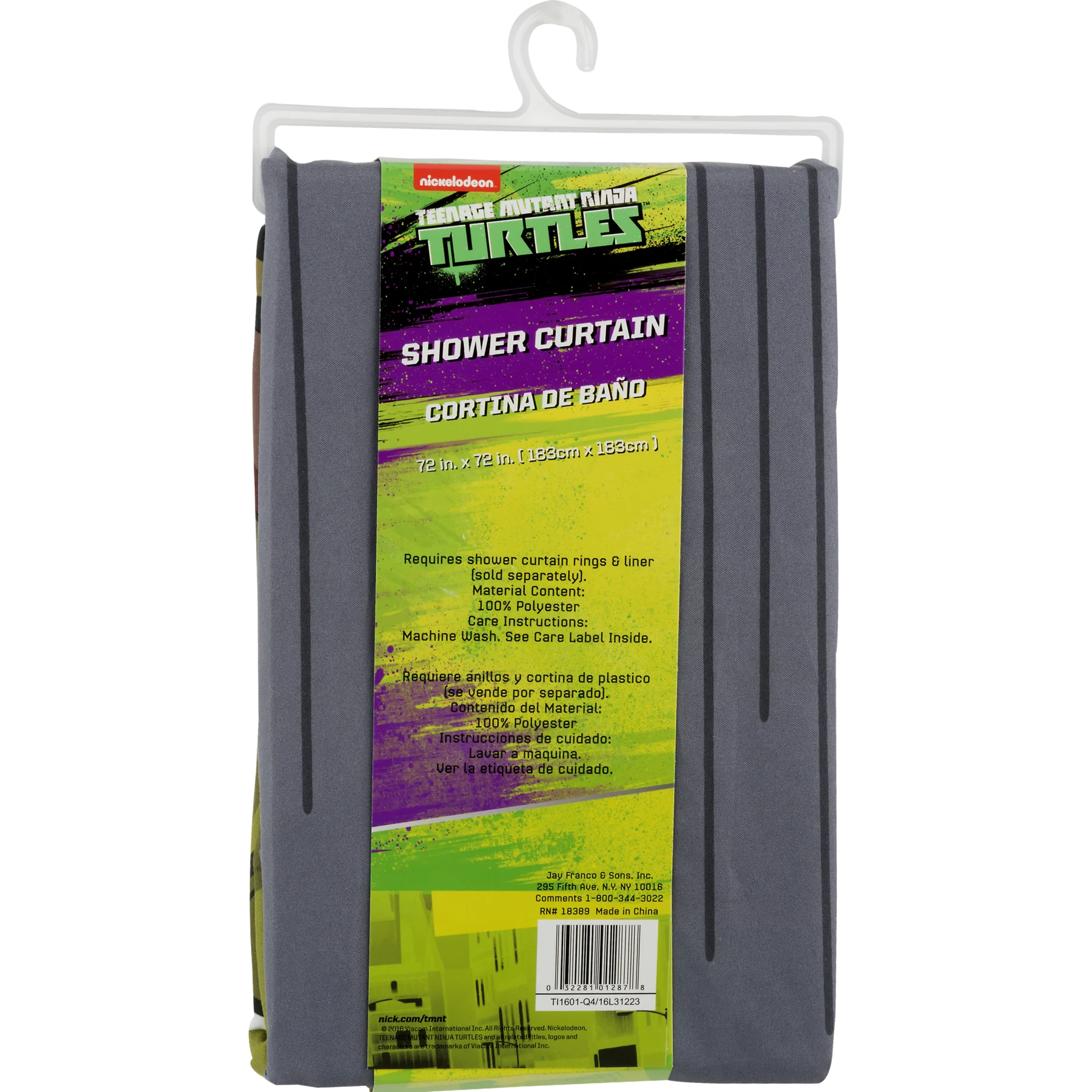 Nickelodeon Teenage Mutant Ninja Turtles 72" x 72" Shower Curtain, 1 Each