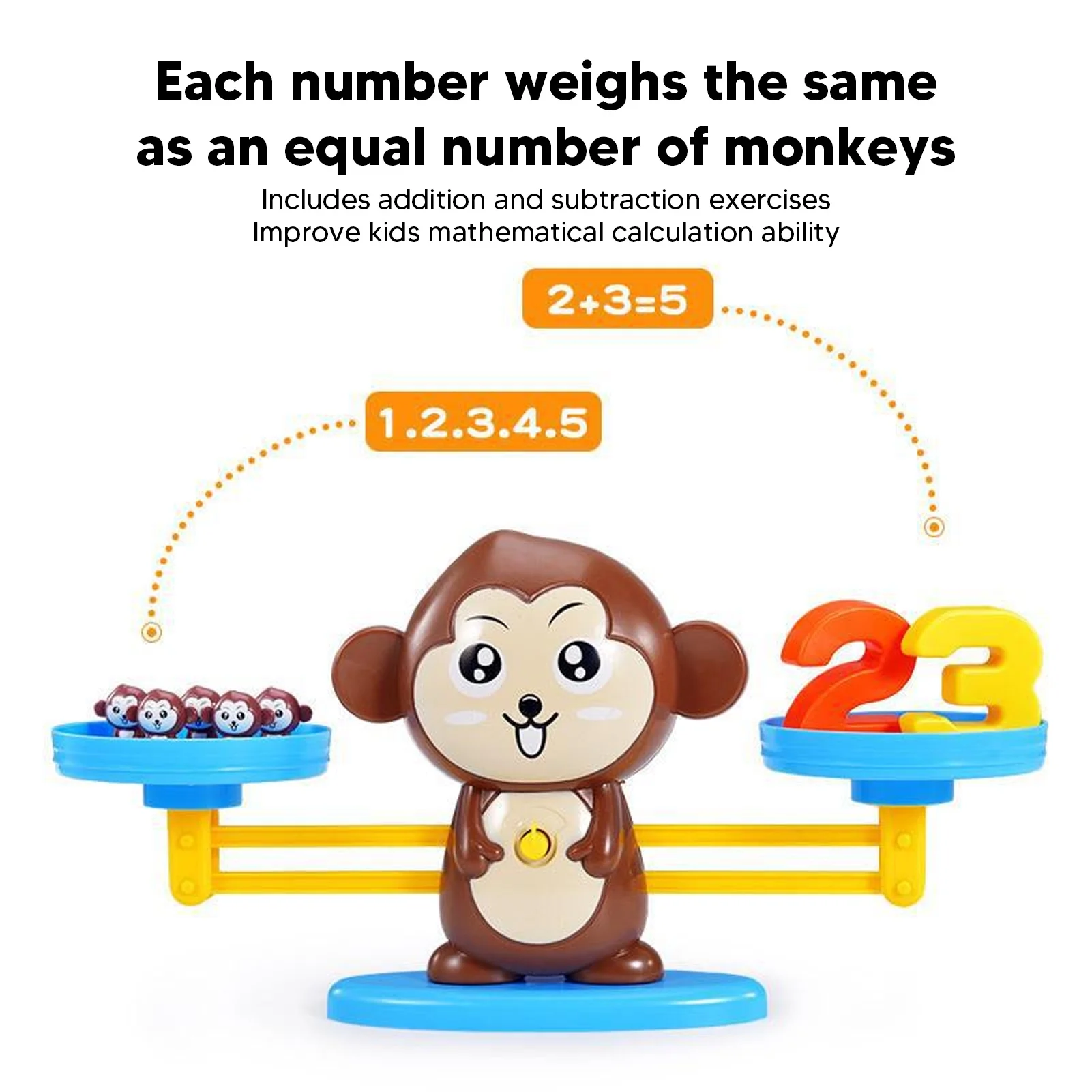 Monkey Balance Math Game, Math Counting Toys Fun Easy To Install For Kids For Home