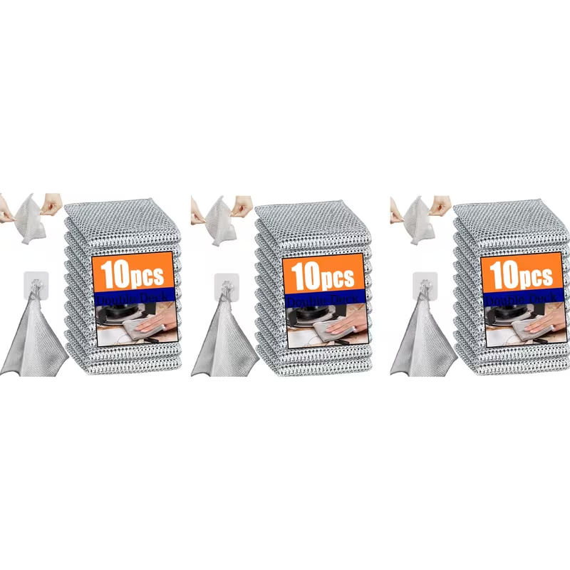 Multipurpose Non-Scratch Wire Dishcloth – Reusable Kitchen Cleaning Cloth for Dishes, Sinks, Counters & Stove Tops (10 / 30 PCS)