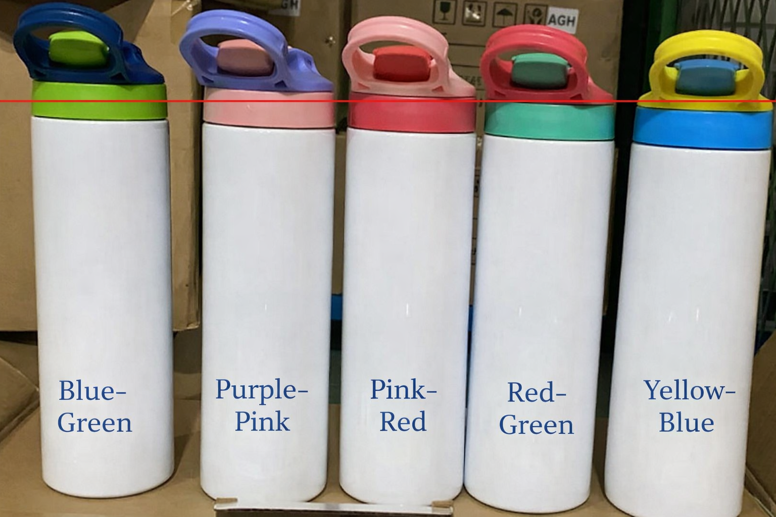 20oz Double Wall BPA-Free 304 Stainless Steel Sublimation Insulated Water Bottle with Lid & Straw – Custom Printing Bottle (Blue-Green, Purple-Pink, Pink-Red)