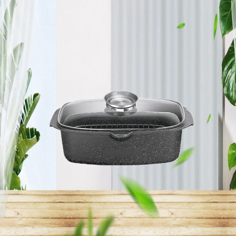 32cm Ceramic Nonstick Steaming Pot with Lid – Multi-Purpose Fish Steamer & Cooking Pot with Stainless Steel Steaming Rack