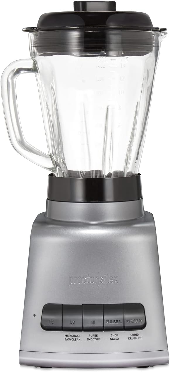 Proctor-Silex Blender, 950 Watts of Peak Power, 52 oz. Capacity, Black & Silver, 53560