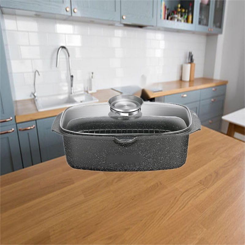 32cm Ceramic Nonstick Steaming Pot with Lid – Multi-Purpose Fish Steamer & Cooking Pot with Stainless Steel Steaming Rack