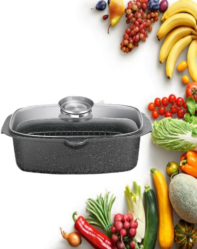 32cm Ceramic Nonstick Steaming Pot with Lid – Multi-Purpose Fish Steamer & Cooking Pot with Stainless Steel Steaming Rack