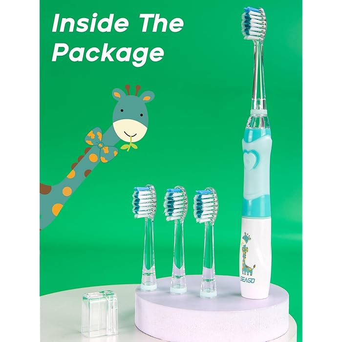SEAGO Kids Electric Toothbrush with LED Rainbow Light
