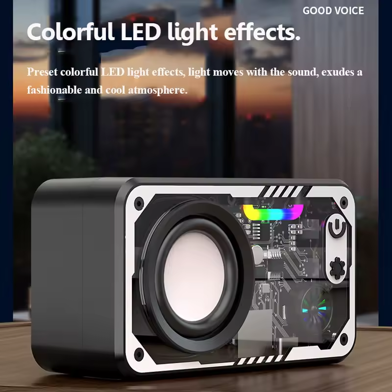 Mini Transparent Bluetooth Speaker – Portable Wireless Speaker with RGB Lights, Bluetooth 5.3, TF Card & MP3 Player