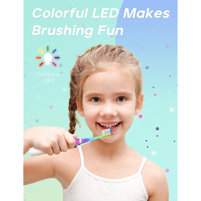 SEAGO Kids Electric Toothbrush with LED Rainbow Light