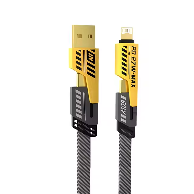 4-in-1 Fast Charging Cable 1m – PD 27W / 65W Multi Charging Cable with USB-A, USB-C & Lightning Connectors