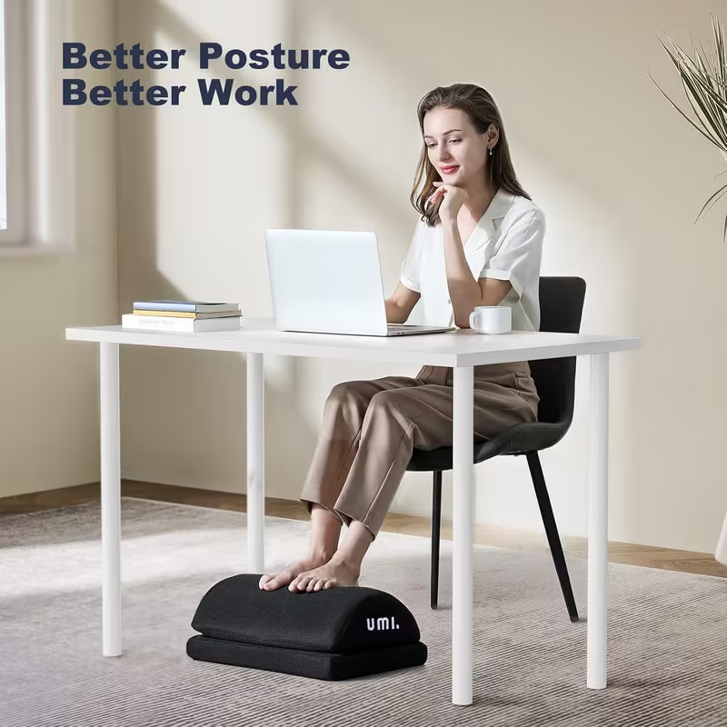 Ergonomic Adjustable Footrest Cushion with Memory Foam – Under Desk Foot Stool for Office, Home & Travel