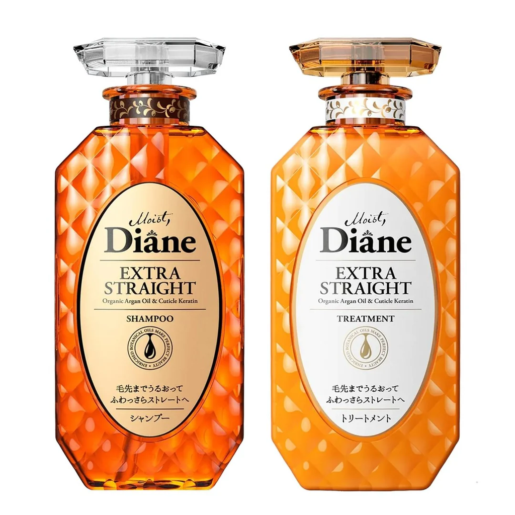 Moist Diane Perfect Beauty Extra Straight Shampoo & Treatment Set – Argan Oil Anti-Frizz Japanese Hair Care