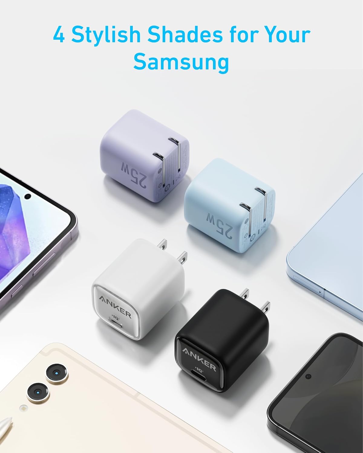 Anker 25W USB C Charger Block, Compact and Foldable, Supports PPS Fast Charging for Galaxy S24/Z Fold/Z Flip/Tab, iPhone, iPad (Cable Not Included) (White)