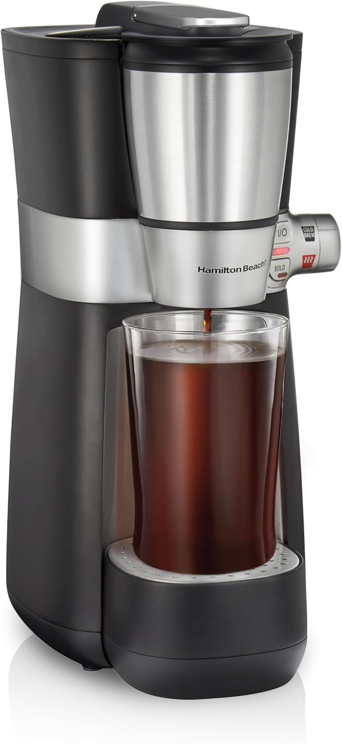 Hamilton Beach 42501 Convenient Craft Rapid Cold Brew and Hot Coffee Maker 16 oz. Capacity Single Serve Grounds Brewer, Black