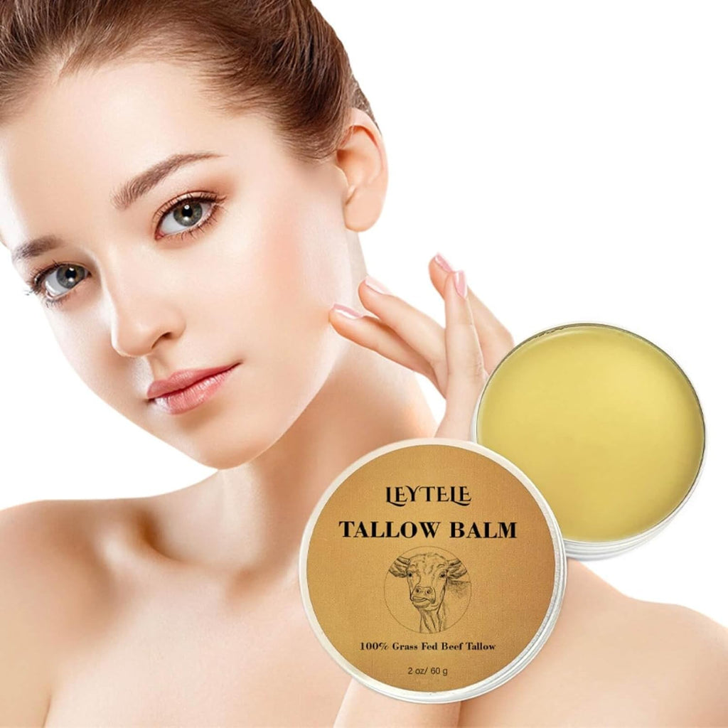 Beef Tallow and Honey Balm, 100% Grass-Fed Beef Tallow Skincare for Nourishing and Moisturizing Skin, Body and Face Moisturizer, 60g