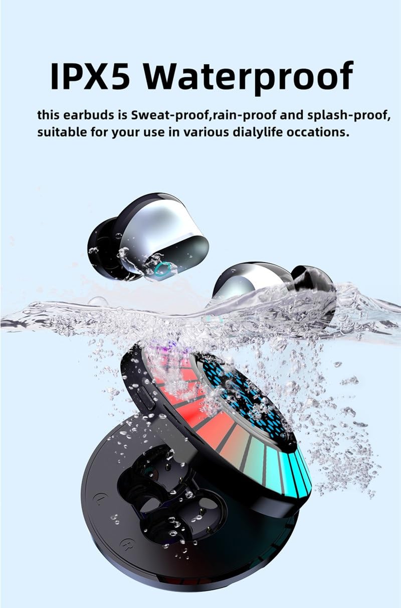 Printme K 90 TWS Wireless Earbuds, V 5.3, ipx7 Waterproof Gaming Earphones, Low Latency, UFO Shape OEM Magic Light, Super Bass