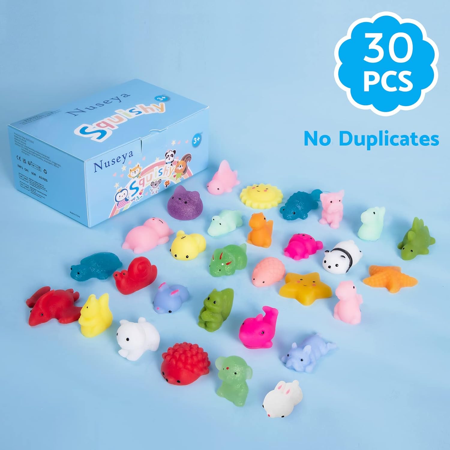 Nuseya Squishy Toy Set for Kids – Slow Rising Soft Squishy Stress Relief Toys – Cute Animal Squishy Pack – 3+