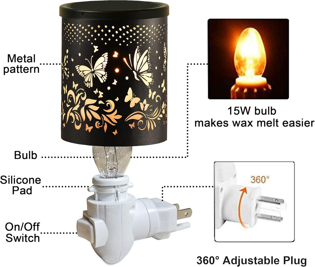 mocosa Plug in Wax Warmer，Candle Wax Warmer for Scented Wax melt Warmer，Electric Wax Burner for Home Bathroom (Butterfly)