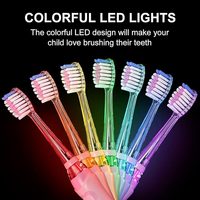 SEAGO Kids Electric Toothbrush with LED Rainbow Light