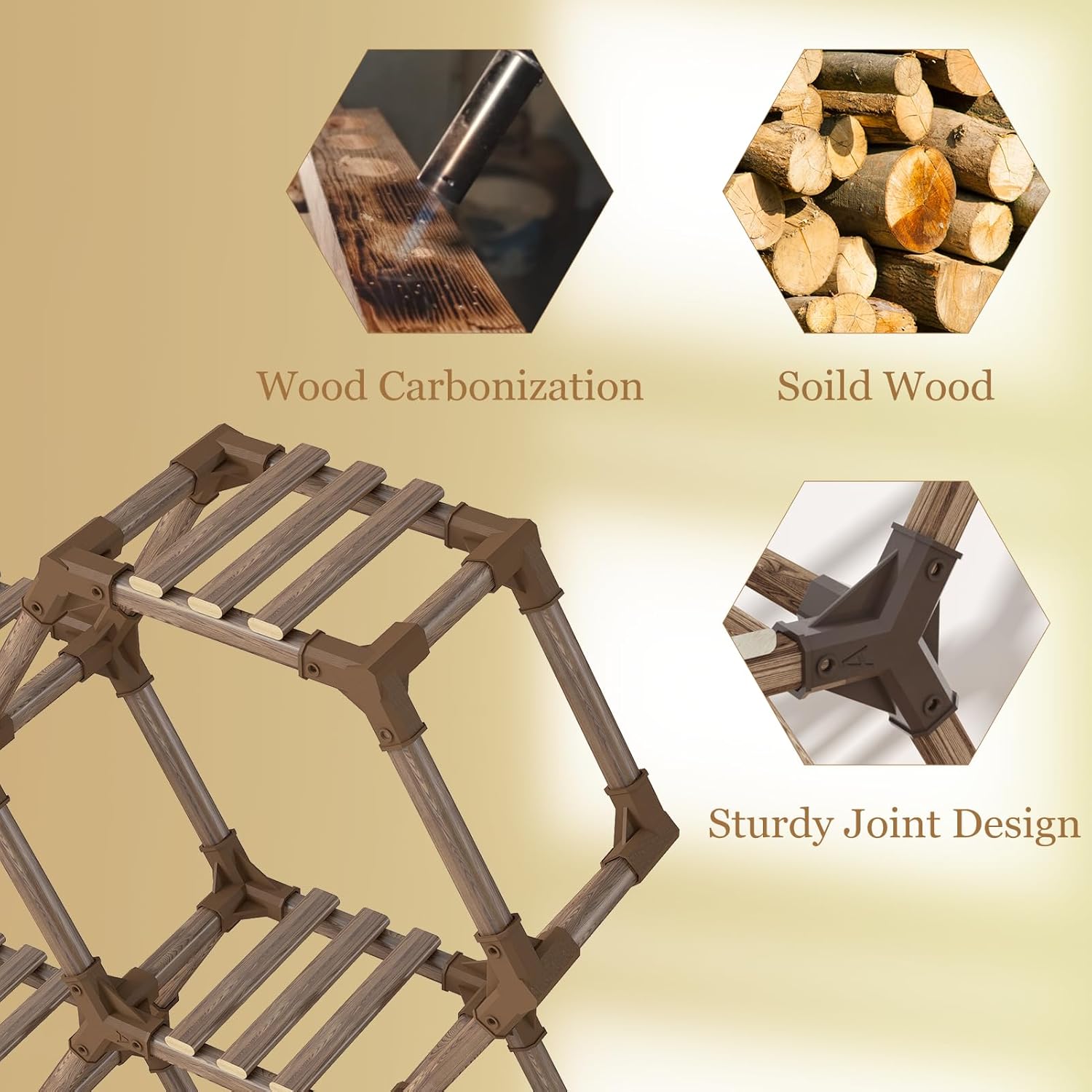 Tikea Plant Stand Indoor Outdoor Hexagonal Corner Plant Stand for Succulents Small Plants Wooden Plant Shelf 7 Tiered Creative DIY Flowers Stand Rack for Living Room Balcony Patio Window