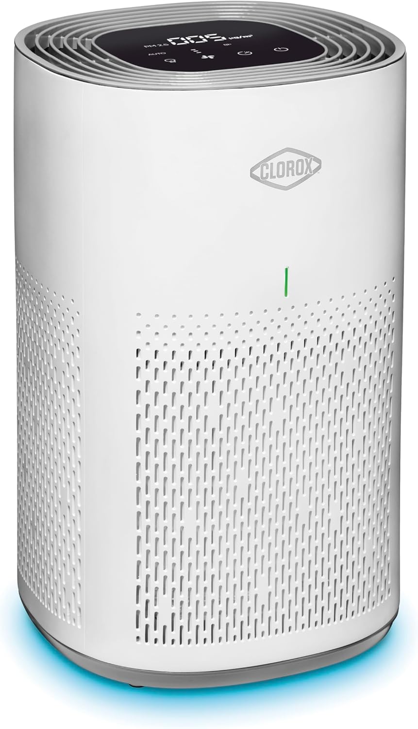 Clorox Smart Air Purifiers for Home, True HEPA Filter, Works with Alexa, Medium Rooms up to 1,000 Sq Ft, Removes 99.9% of Viruses, Wildfire Smoke, Mold, Allergies, Dust, AUTO Mode, Whisper Quiet
