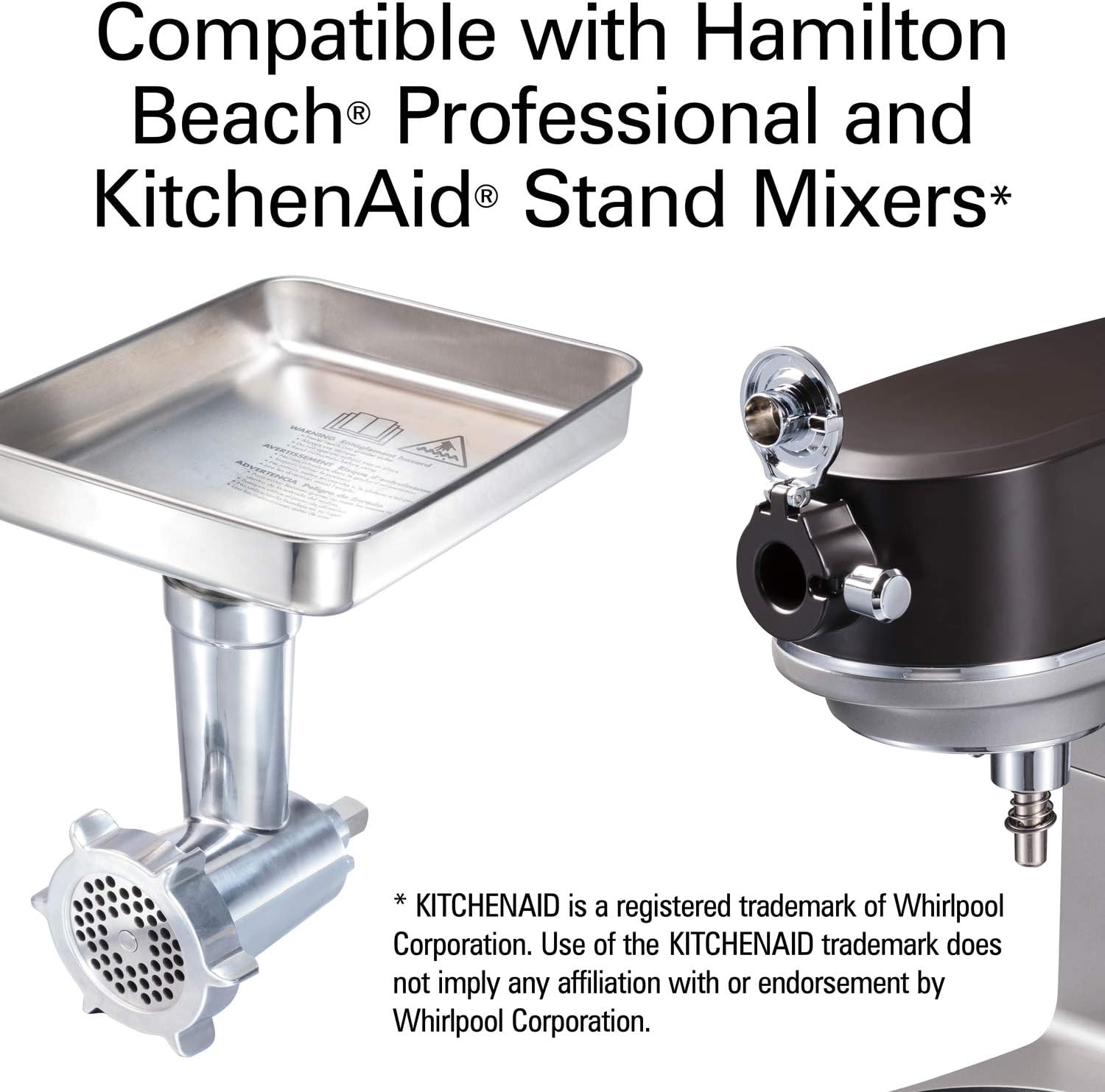 Hamilton Beach Professional Stand Mixer Specialty Attachment, All-Metal Meat and Food Grinder Attachment Set, 63245