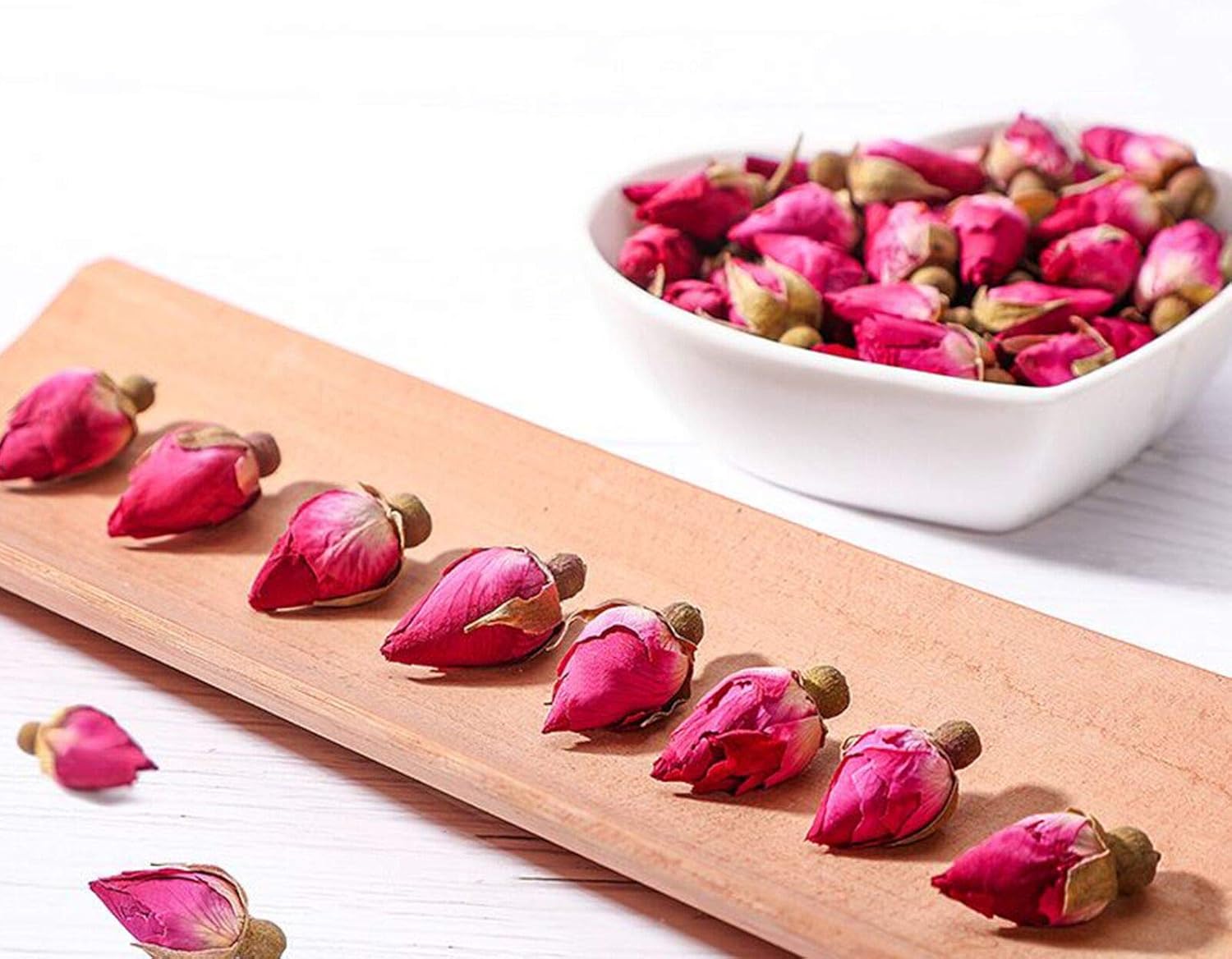 Dried Rose Buds Edible for Tea, Baking, Crafting - Red Rose Buds 3.5oz/100G