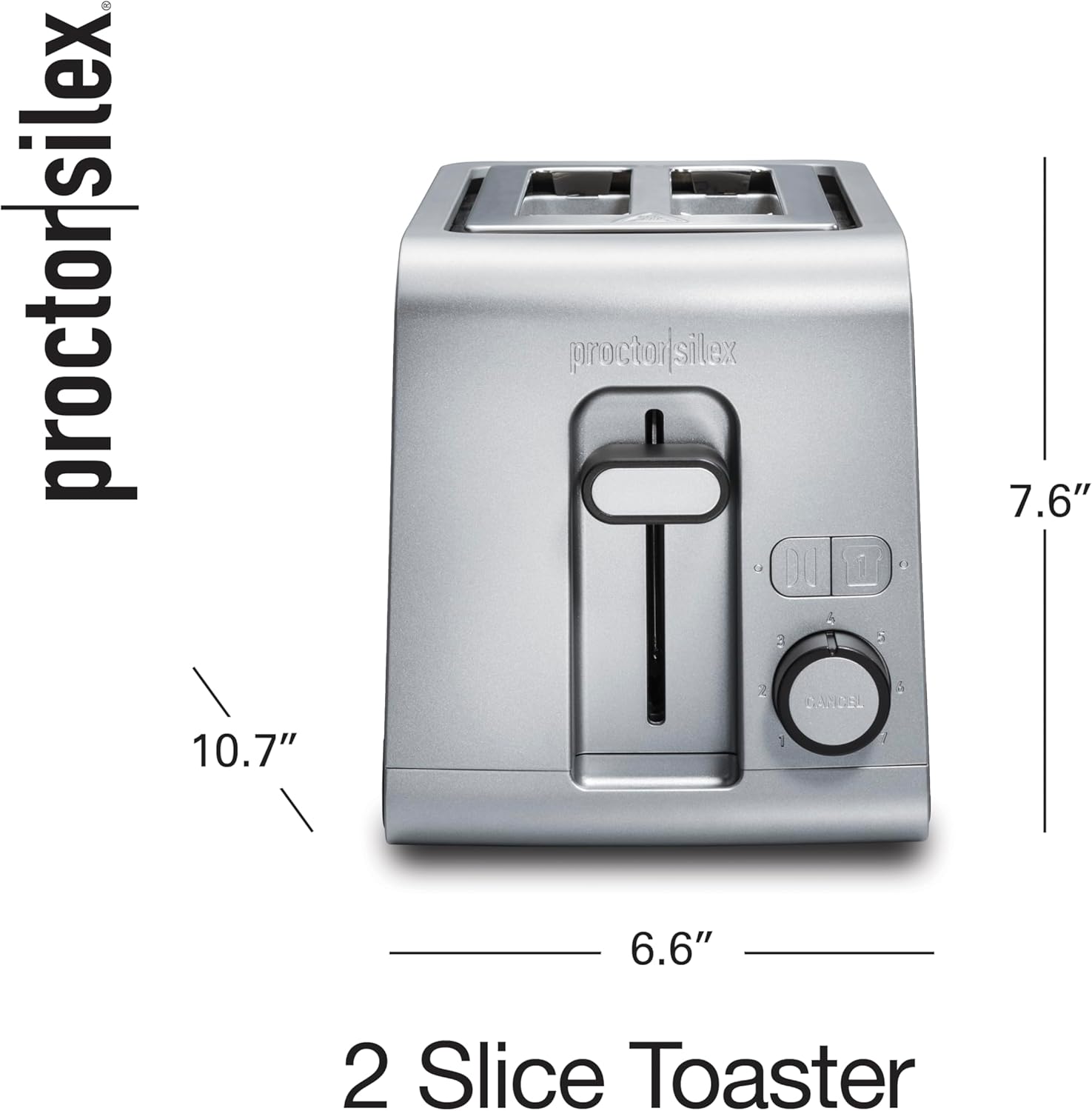 Proctor Silex 2 Slice Extra Wide Slot Toaster with Sure-Toast Technology, Shade Selector & Bagel Setting, Black and Stainless Steel (22302), SILVER