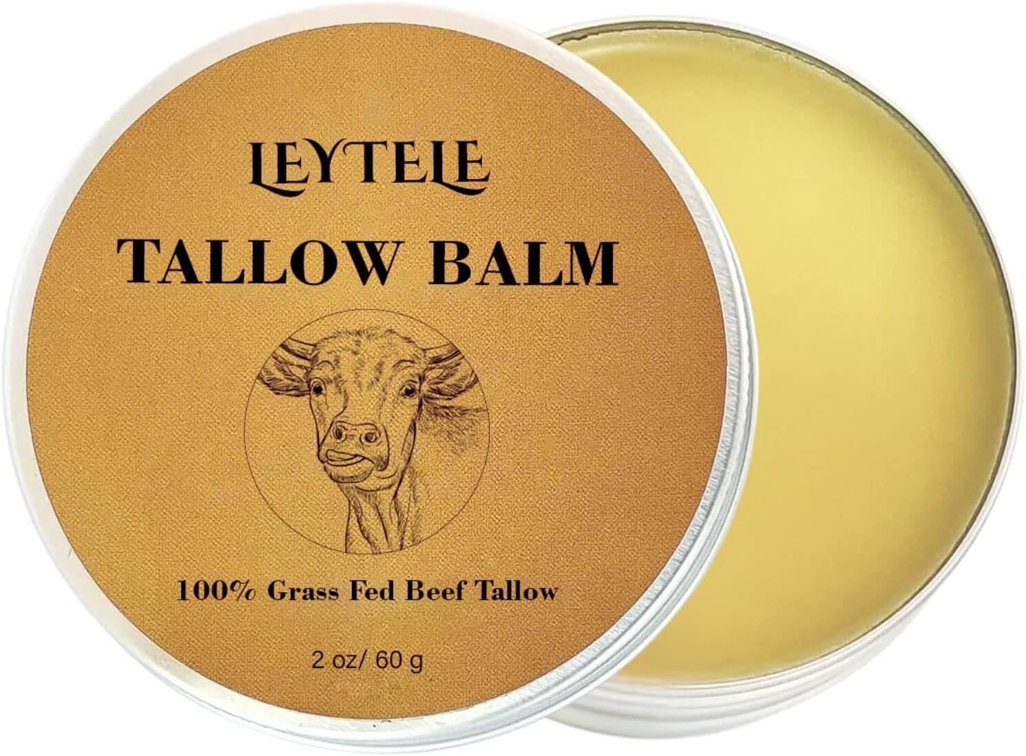 Beef Tallow and Honey Balm, 100% Grass-Fed Beef Tallow Skincare for Nourishing and Moisturizing Skin, Body and Face Moisturizer, 60g