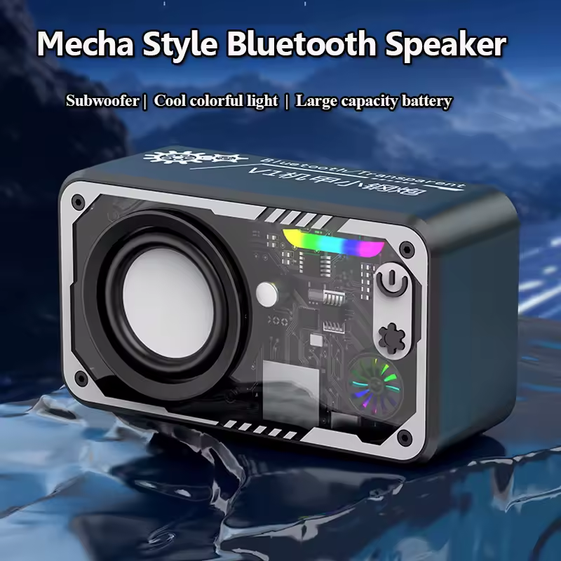 Mini Transparent Bluetooth Speaker – Portable Wireless Speaker with RGB Lights, Bluetooth 5.3, TF Card & MP3 Player