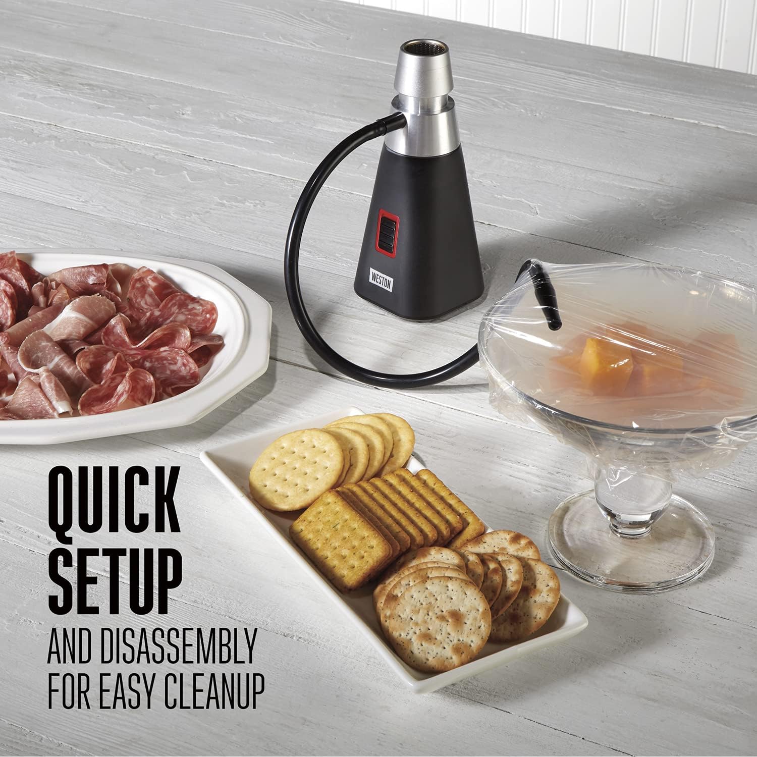 WESTON BRANDS Smoking Gun, Handheld Infuser for Meat, Cocktails, Cheese, Fish, with 4 Mesh Screens, 18” Hose, Wood Chip Starter Pack, Black (41-0801-W)