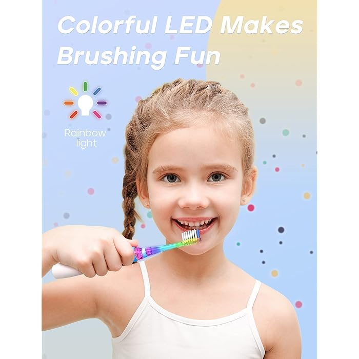 SEAGO Kids Electric Toothbrush with LED Rainbow Light