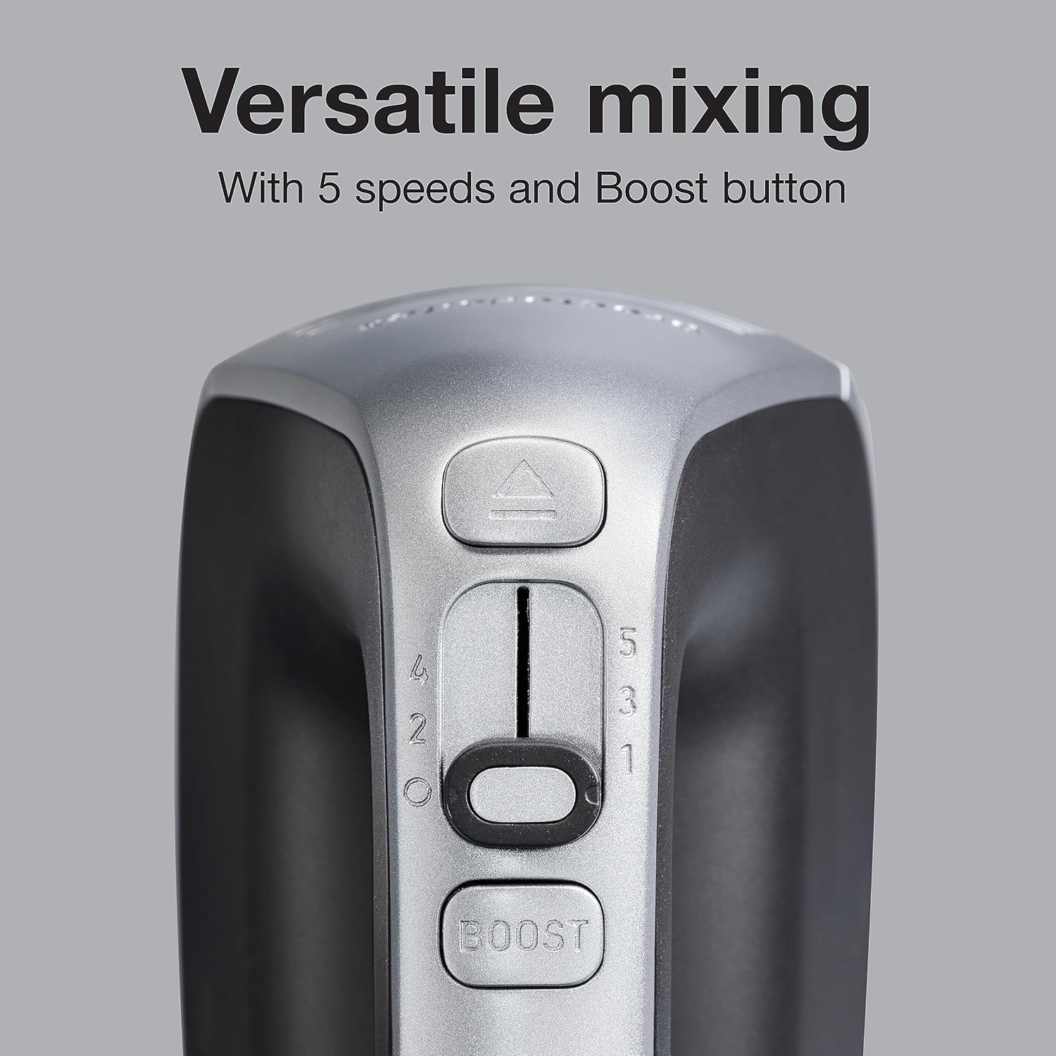 Proctor-silex Hand Mixer, 5 Speeds Plus Boost, 1.3 Amp Dc Motor, Black and Silver, 62501