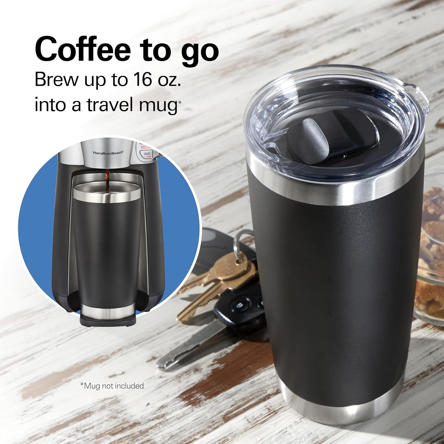 Hamilton Beach 42501 Convenient Craft Rapid Cold Brew and Hot Coffee Maker 16 oz. Capacity Single Serve Grounds Brewer, Black