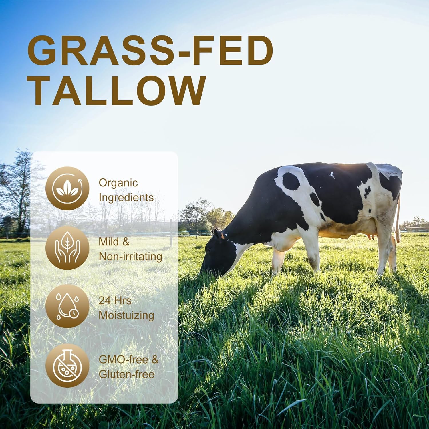 Beef Tallow for Skin, 2.5oz 1Pack Tallow Face Moisturizer, Beef Tallow Balm with Raw Honey Moisturizing Cream for Body Lotion SkinCare