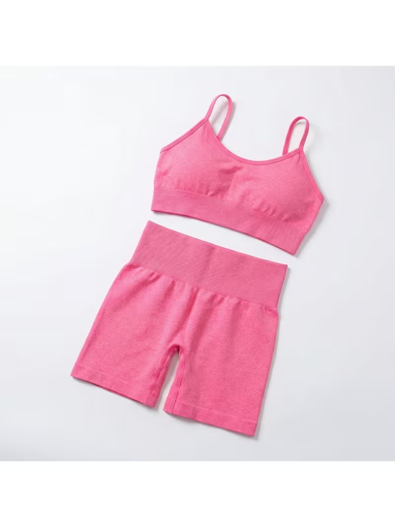 Women’s Seamless Workout Set – 2 Piece High Waist Yoga Shorts & Sports Bra Activewear Gym Outfit