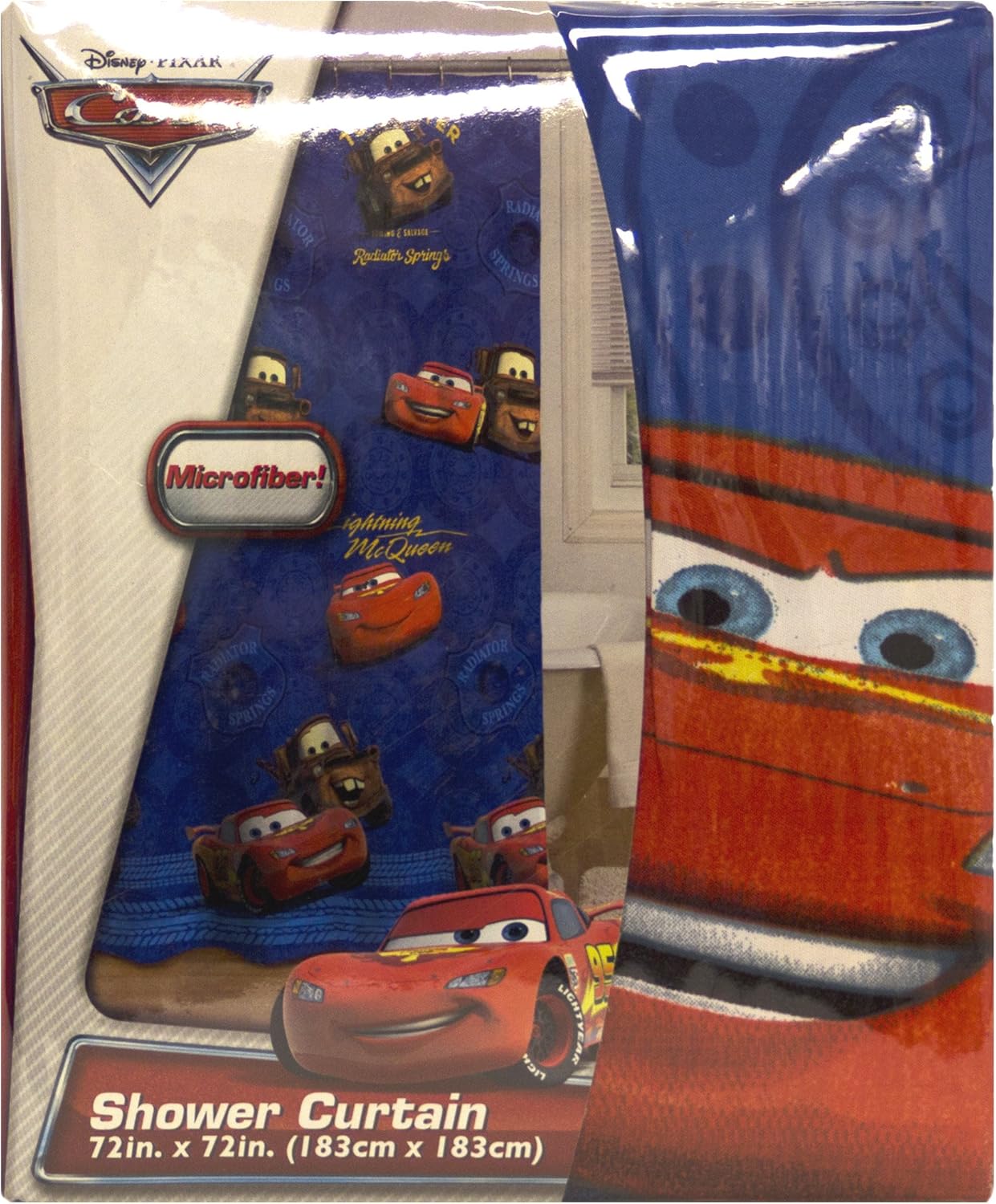 Disney Pixar Cars Shower Curtain – Lightning McQueen & Mater Kids Bathroom Curtain, Washable Microfiber, Waterproof