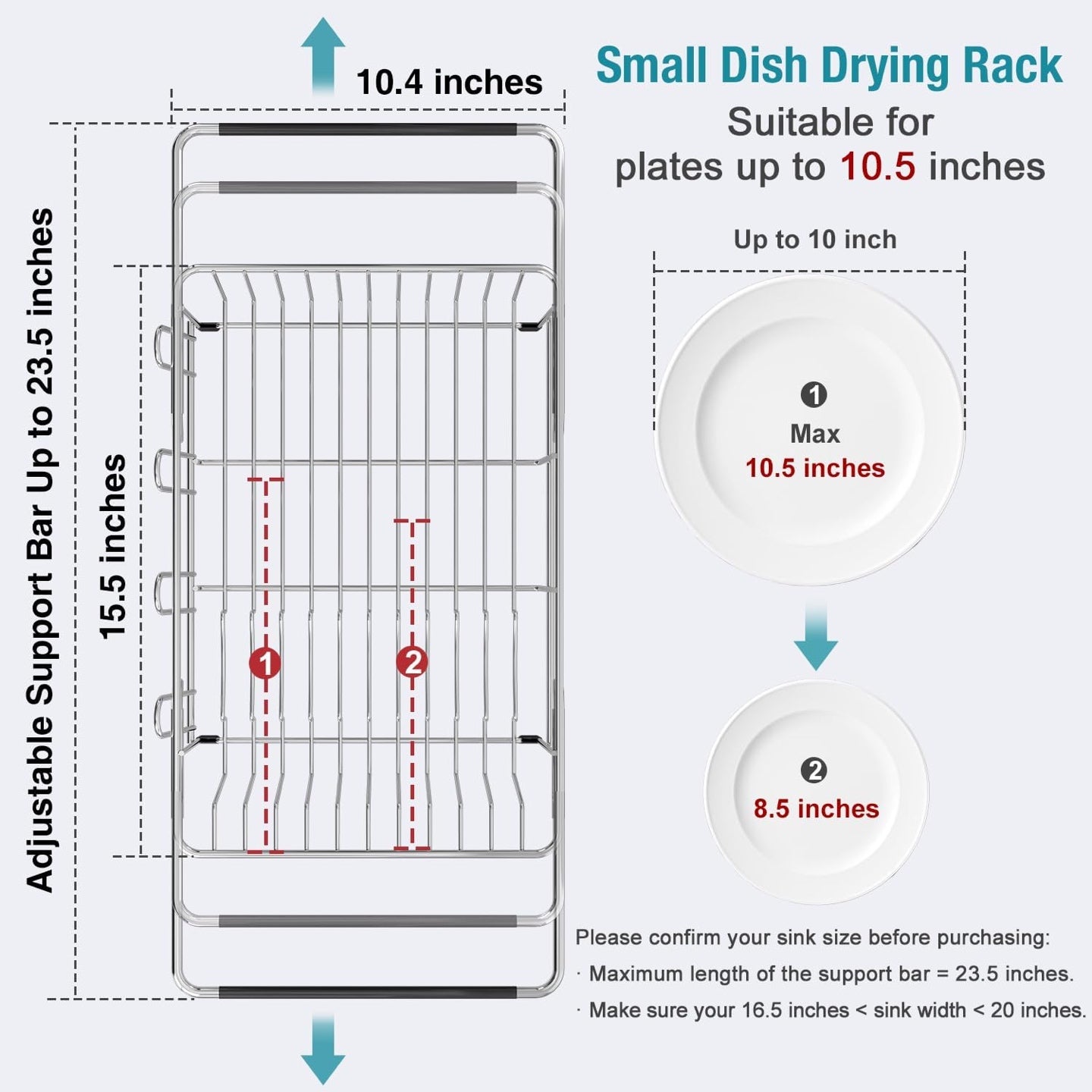 Adjustable Sink Dish Drying Rack – Over Sink & Countertop Dish Drainer with Automatic Drainage for Kitchen