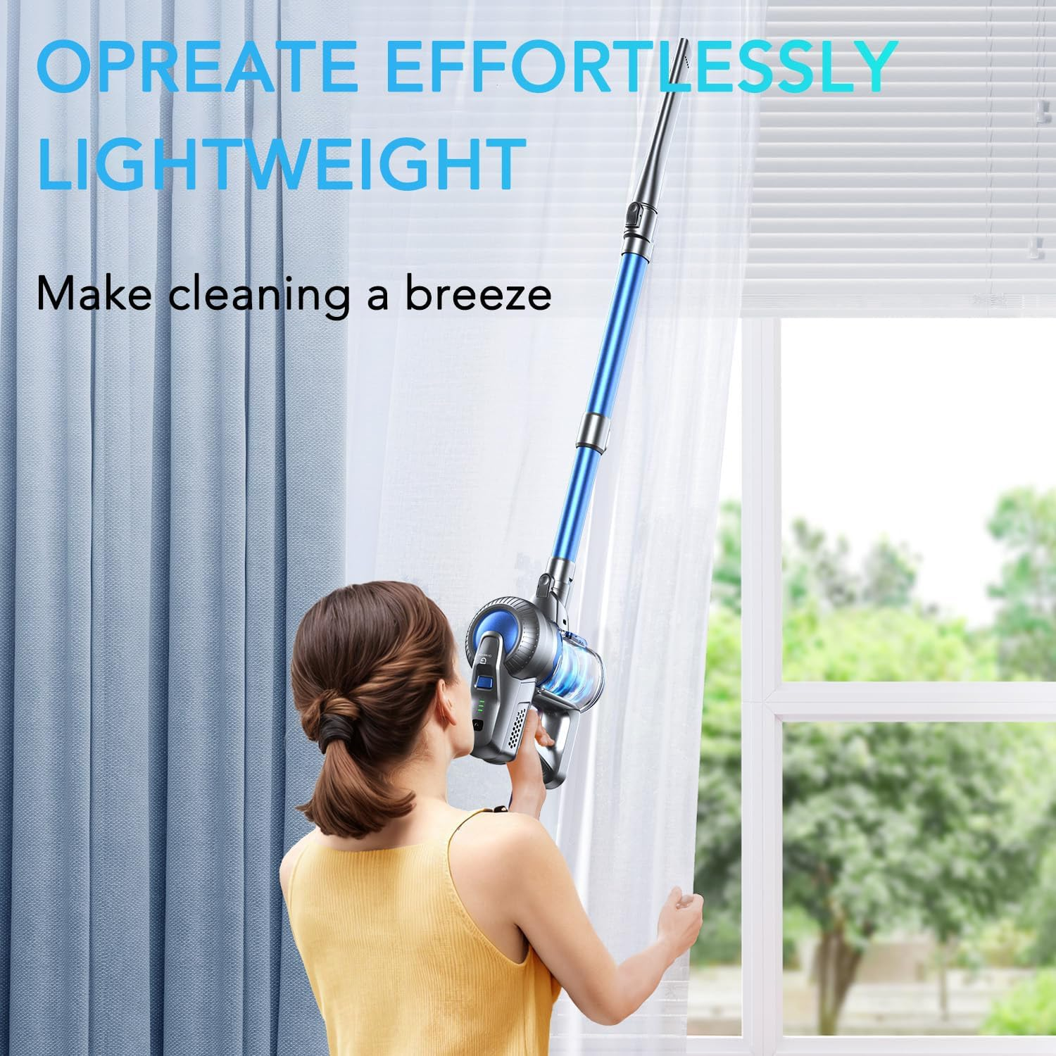 Greenote Cordless Vacuum Cleaner, 6 in 1 Lightweight Vacuum Cleaners, 22KPA 200W Stick Vacuum Cleaner Self-Standing Aspirateur with LED Floor Brush Cordless Vacuums for Hardwood, Floor Carpet