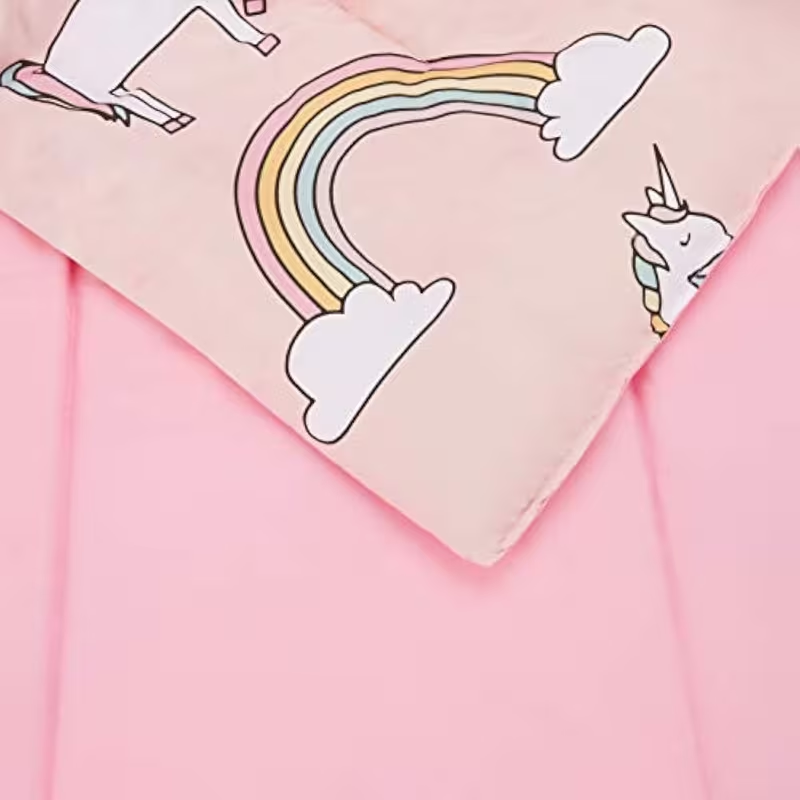 5-Piece Kids Unicorn Rainbow Comforter Bedding Set – Soft Microfiber Bed Set for Twin Bed, Pink Cartoon Unicorn Theme