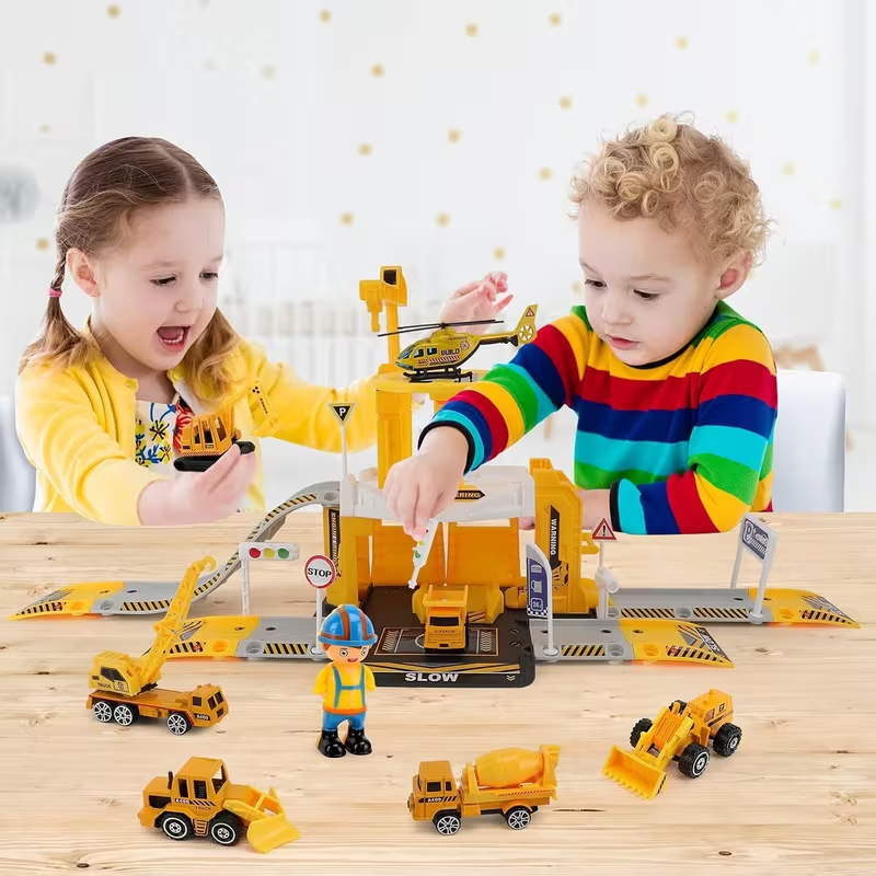 Construction Toys 44pcs for Kids, Engineering Construction Vehicle Truck Toys Set, Car Race Track Parking Lot, Crane, Excavator Car Garage Toys Gifts for Boys Toddlers 3 4 5 Years Old Good Christmas Gift