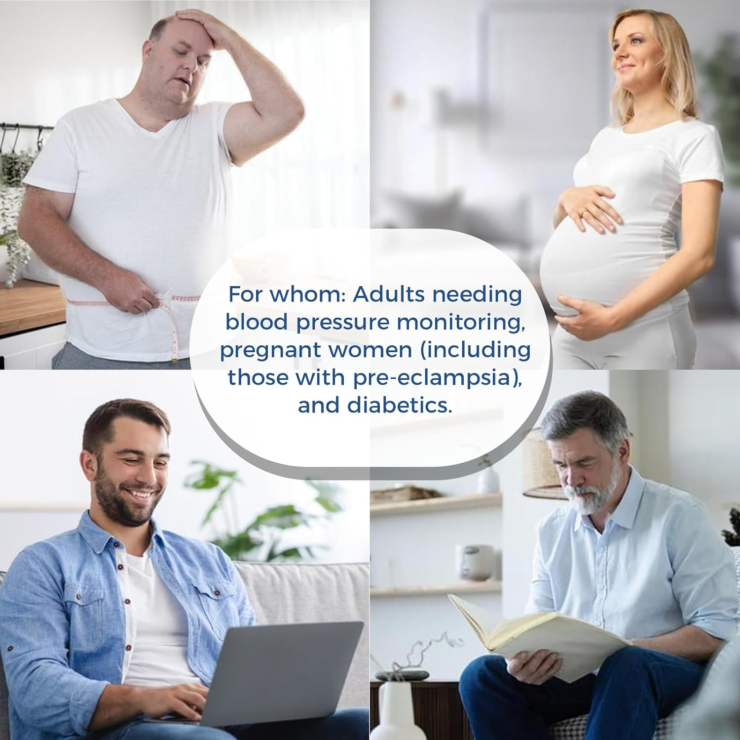 Checkme Blood Pressure Machine for Home Use include Pregnant Women & Diabetics, Bluetooth BP Monitor Arm Cuff XL 22-45cm, Large Screen w Dual Display, 500 Storage Total, Voice Broadcast, Work with APP