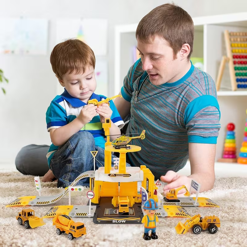 Construction Toys 44pcs for Kids, Engineering Construction Vehicle Truck Toys Set, Car Race Track Parking Lot, Crane, Excavator Car Garage Toys Gifts for Boys Toddlers 3 4 5 Years Old Good Christmas Gift