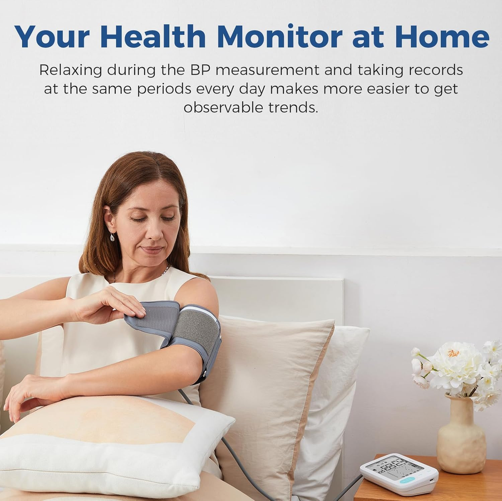 Checkme Blood Pressure Machine for Home Use include Pregnant Women & Diabetics, Bluetooth BP Monitor Arm Cuff XL 22-45cm, Large Screen w Dual Display, 500 Storage Total, Voice Broadcast, Work with APP