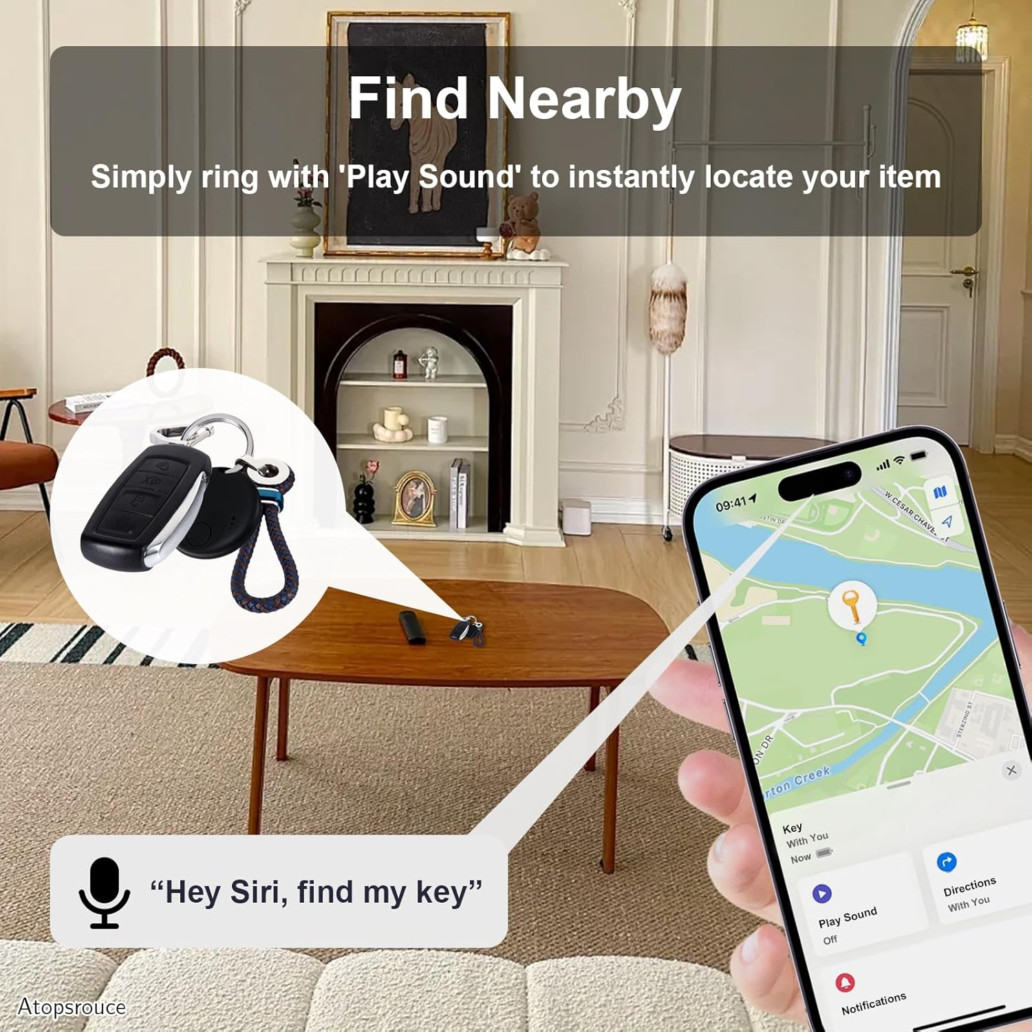 Bluetooth Item Tracker 4 Pack – Smart Key Finder Compatible with Apple Find My, GPS Locator for Keys, Wallet, Luggage & Pets